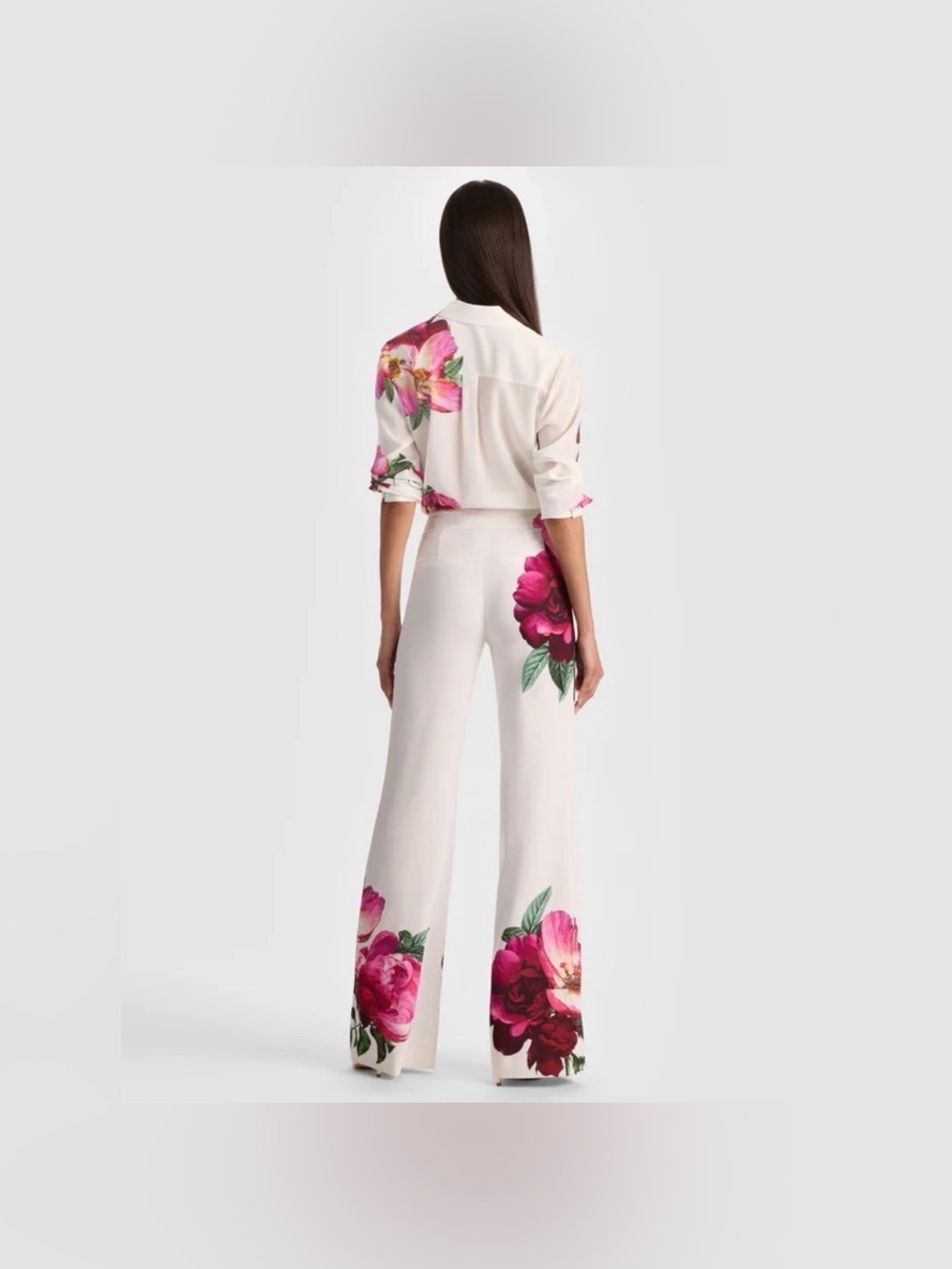 Alice + Olivia Andrew Floral Pants -EMPRESS BLOOM Off White- New with Tags #040 - Picture 5 of 8